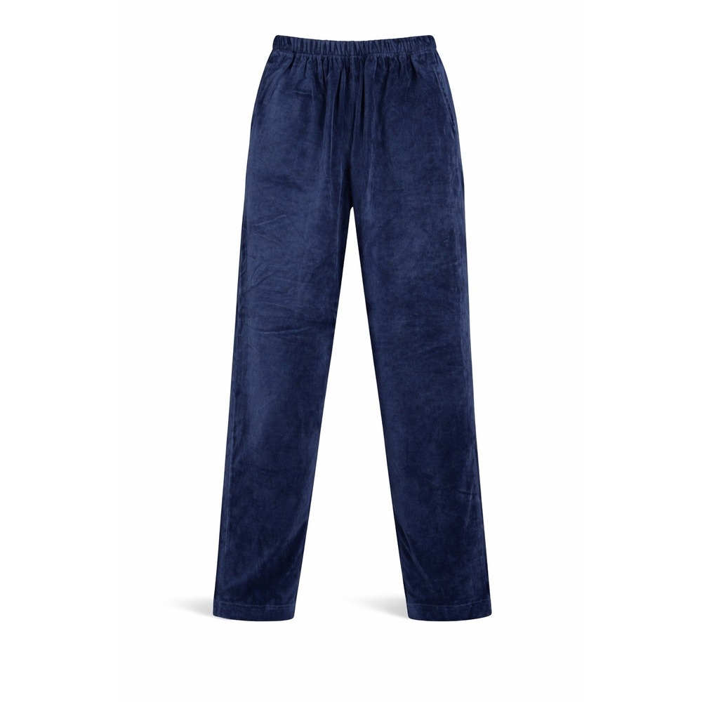 Rafaella Navy Blue Velour Lounge Pants Womens Small Elastic Waist Straight Leg